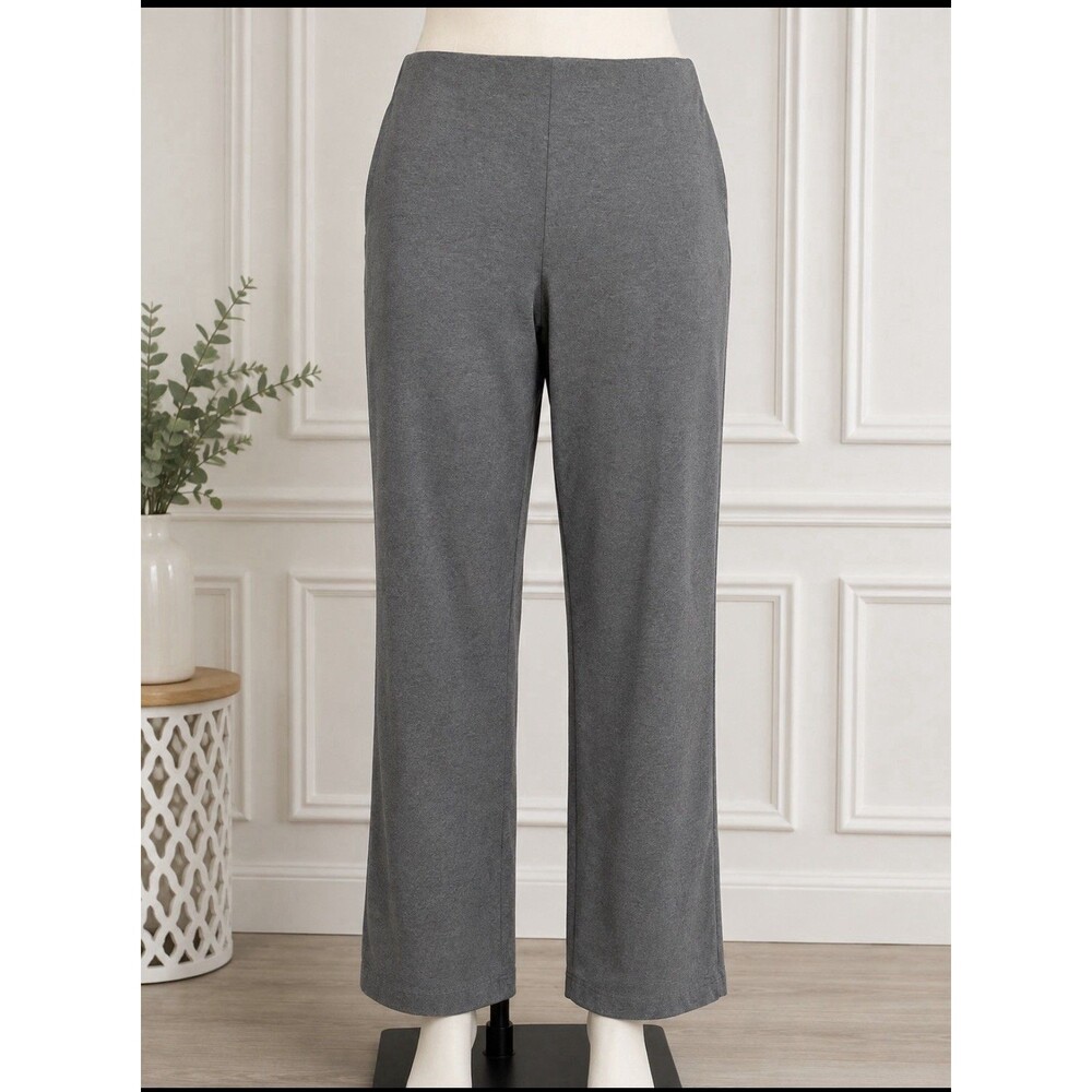L.L.Bean Size L Reg Women’s Gray Stretch Pull On Pants 32x29 Cotton Lycra